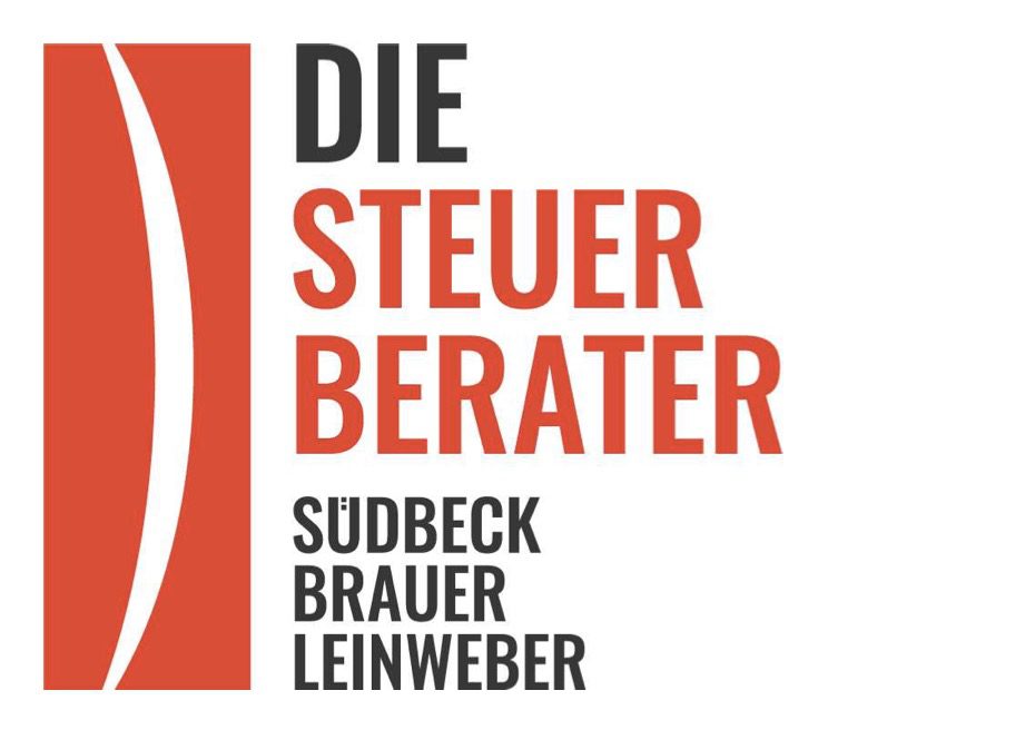 Logo Südbeck|Brauer|Leinweber: Die Steuerberater. Rot-schwarzes Design.