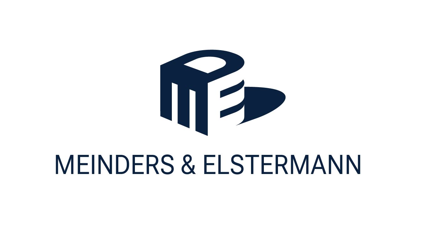 ME_Logo von Meinders & Elstermann GmbH & Co. KG. Abstraktes, blaues Firmenlogo.